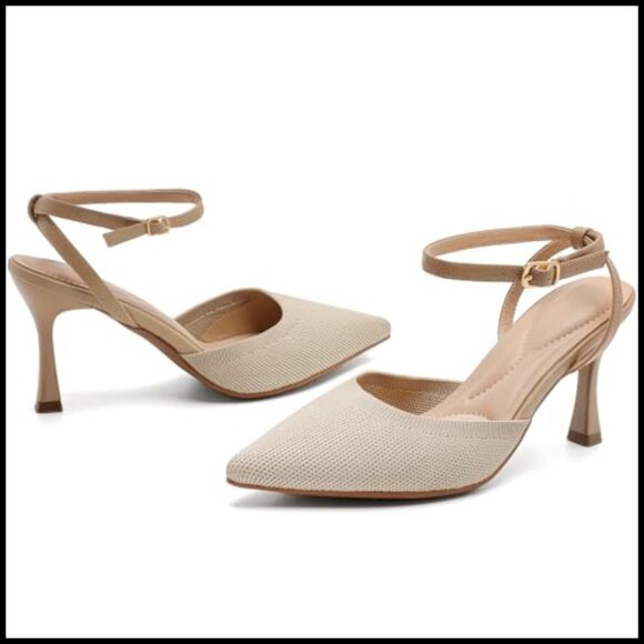 Pointed Toe Kitten Heels Elegant Stiletto Pumps Ankle Strap Party Wedding Shoes - Picture 5 of 7